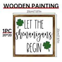 1pc Wooden Sign “Let The Mischief Begin” Desktop Decor Holiday Accessory