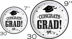 Serves 30 Complete Party Pack Congrats Grad B/White and B/yellow Party Supplies