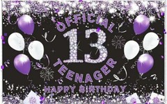 13th Birthday Decorations Banner for Official Teenager Party Banner