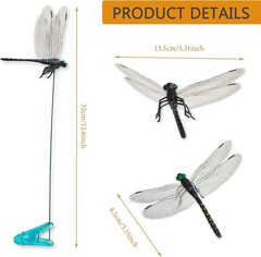 Set of 10 Realistic Black Dragonfly Clips – PVC Garden Decorations & Accessories