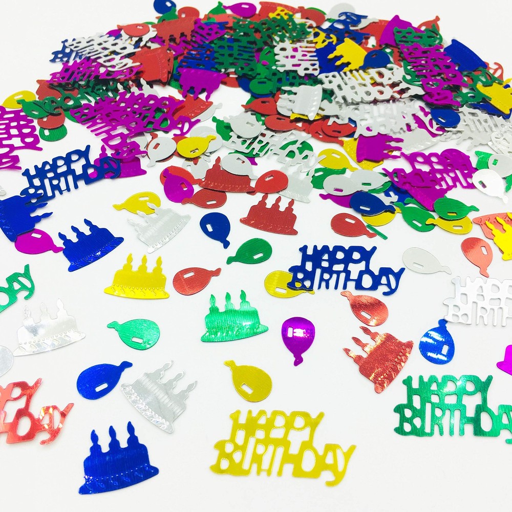 Happy Birthday Confetti Sprinkles Table Scatters Multicolor Foil 1.5 Oz