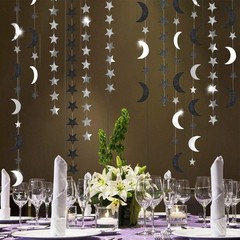 Black Silver Moon Garland Twilight Decoration Star Streamer Gothic Party Deco…