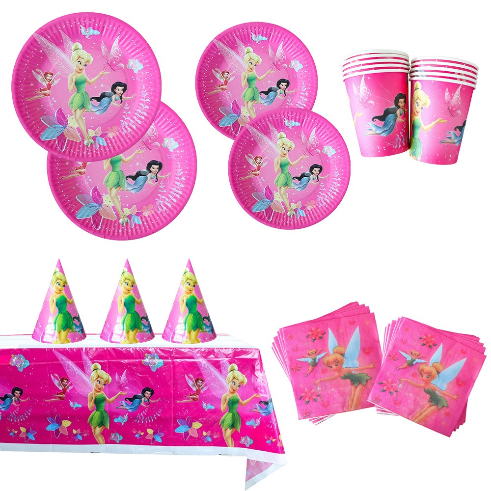 TinkerBell Birthday Party Supplies Set Plates Cups Tablecloth Napkins