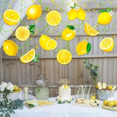 20 PCS Lemon Hanging Swirls Decorations Citrus Ceiling Summer Fruit Party