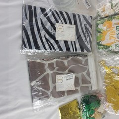 Safari Party Decorations Lot Tablecloths Banner Balloons Plates Lets get Wild