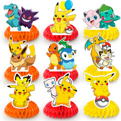 Pokemon 3D Double Side Pikachu Honeycomb Centerpieces Kids Birthday Party Decor