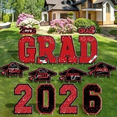 Extra-Large 14 PCS Class of 2026 Graduation Signs with Sturdy Stakes – Blue Gold
