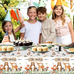 3pcs Woodland Animals Tablecloth Forest Wild Creatures Baby Shower Table Covers