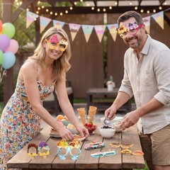 32 PCS Ice Cream Party Decorations Eyeglasses Paper Photo Booth Props Decor