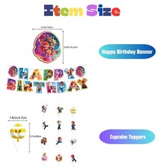 Mario Theme Super Party Decorations – Banner Cake Topper, Balloons, Backdrop Set