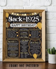 100th Birthday 1925 Poster Back in 1925 Party Decorations 11×14 Unframed Print