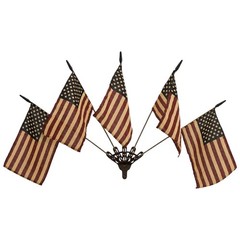 Five Tea-Stained Flags, Vintage US Small Flags Patriotic Decoration For Wall Art