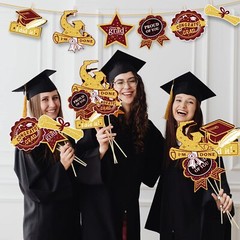 24 PCS Maroon Gold 2025 Graduation Centerpiece Sticks Table Topper Decor