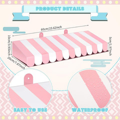 4 Pack Pink Circus Awning Decoration 3D Pink and White Stripe Cardboard Awning B