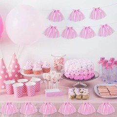 12 Pieces Mini Tutu Table Skirt Wine Bottle Cover Pink and White