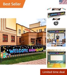 Vibrant School-Themed 120×20 Inch Welcome Back to School Banner – Decorative