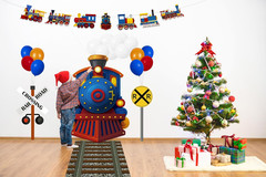 27 Pcs Train Party Decorations Railroad Runner Track Banner Backdrop Balloon for