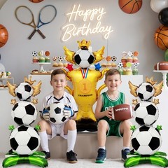 3 Pcs 39″ Standing Soccer Party Decorations Set with Foil Trophy and Soccer B…