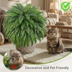 FOREST PRINCE 50″ Artificial Boston Ferns, Fake Bush 1 Pcs, 1 Pcs