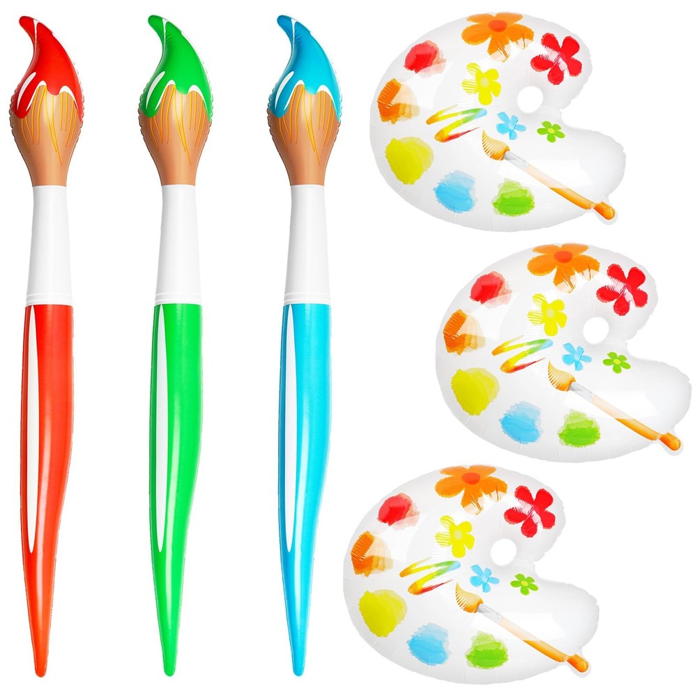 6 Pcs Inflatable Large Paint Brush Balloons Set with Color Palette Balloon 41…