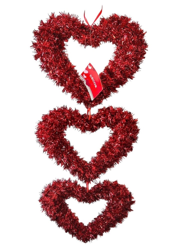 Valentine’s Day Pendant Decoration – Garland With 3 Sparkling Red Hearts