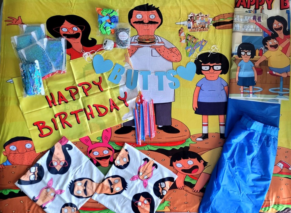 Ultimate Bob’s Burgers Party Bundle Backdrop, Balloons, Fringe Curtains & More!