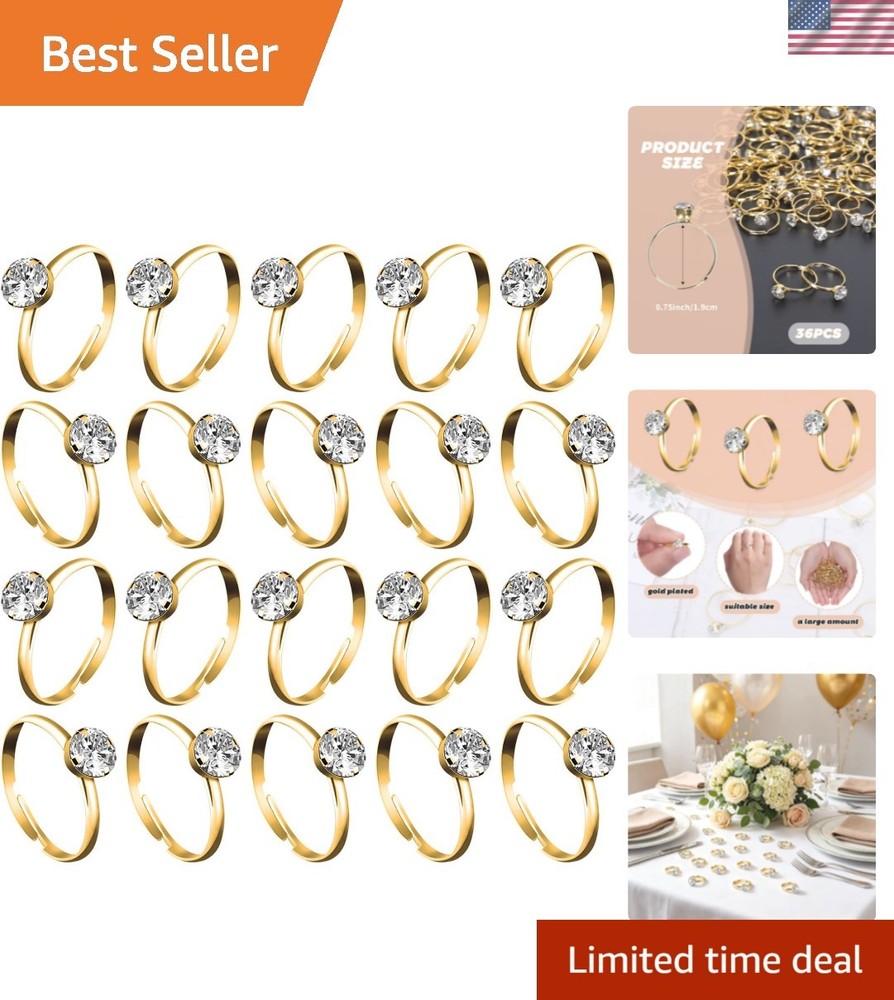 36 Packs Diamond Engagement Rings Bridal Shower Rings for Wedding Table Decor…
