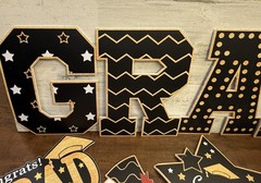 “Grad” Yard Signs, 8PCS Black and Gold Congrats GRAD Lawn Signs with Sticks