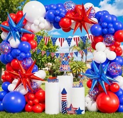 Red White and Blue Balloon Garland Arch Kit 143PCS Patriotic 4Th of July Decorat
