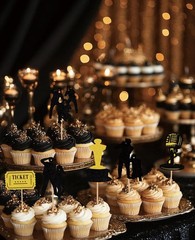 24pcs Paparazzi Party Decorations Red Carpet Cupcake Toppers Movie Theme Deco…