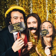 40th Photo Booth Props, Inflatable Photo Booth Frame, Giant Black Gold Inflat…