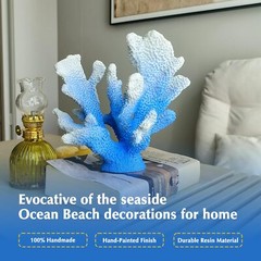 SANTORINI BLUE CORAL REEF DECOR FOR HOME FAUX CORAL REEF BEACH CENTERPIECE ROOM