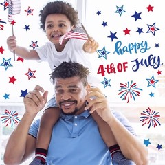 9 Sheets 4th of July Window Clings USA Stars Fireworks Window Decals Patriotic D