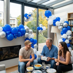 Royal Blue Silver White Balloon Garland Arch Kit, 143 Pcs Decor | Blue and Silve