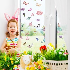 Flower Window Clings for Glass Windows Butterfly, 132pcs Spring
