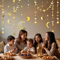 Gold Star Moon Garlands to The Moon Party Decorations Celestrial Decor Moon P…