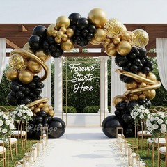 Black and Gold Balloon Arch Kit – 114 Pcs Black and Gold Balloons Garland wit…