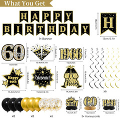 60Th Birthday Decorations, Black Gold 60Th Birthday Decorations for Men, Back in