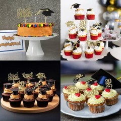 60 Pcs 2025 Graduation Cupcake ToppersGlitter Class of 2025 Cupcake Toppers