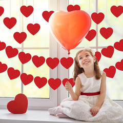 Red Glitter Heart Cutouts Valentine’S Day Paper Cut-Outs with 100Pcs Glue Points