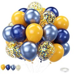 Blue and Yellow Balloons, 12 inch Pearl Navy Blue and lemon 30pcs Blue Yellow
