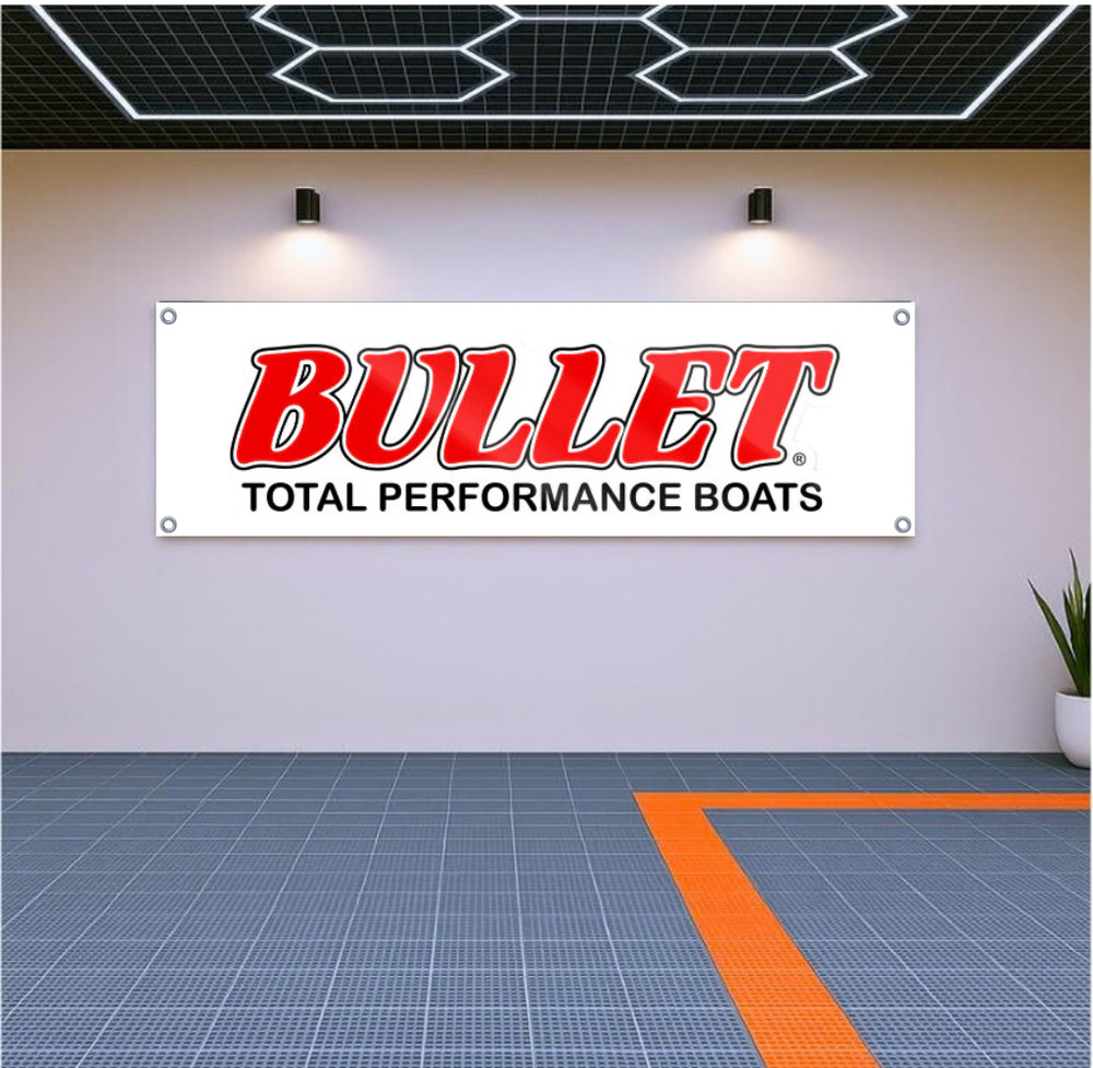 Bullet Boat Racing Banner 71×24,35,47 Inch Wall Decor Man Cave Garage Gift
