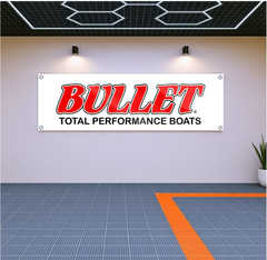 Bullet Boat Racing Banner 71×24,35,47 Inch Wall Decor Man Cave Garage Gift