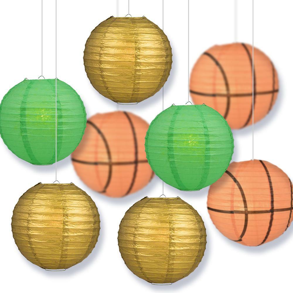 Texas College Basketball 14-inch Paper Lanterns 8pc Combo Party Pack – Dark Gree