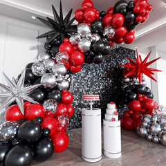 Red, Black & Silver Balloon Arch Kit – 201 Pcs for Birthday & Anniversary Decor