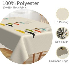 TTQYFNM 60×108″ Mid Century Tablecloth Modern Geometric Abstract Art Rectangle