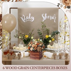 10 Pcs Rustic Wood Grain Paper Flower Boxes 7 Inch Farmhouse Baby Shower Wedd…
