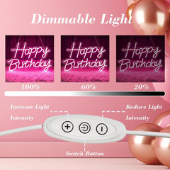 Happy Birthday Neon Sign for Backdrop, LED Happy Birthday Light up Sign, USB Pow