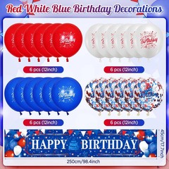 Red White and Blue Birthday Decorations 24Pcs Blue Red White Birthday Balloon…