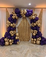 Purple Gold Balloon Garland Arch Kit Dark Purple Metallic Star Balloons for